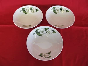 3 Homer Laughlin Rhythm White Flower 5 3/8 Fruit Dessert Sauce Bowl - Picture 1 of 11
