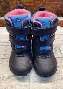 Carters Toddler Girl Winter Boots Size 5 - Blue Pink - Slip On - Straps - Picture 1 of 7