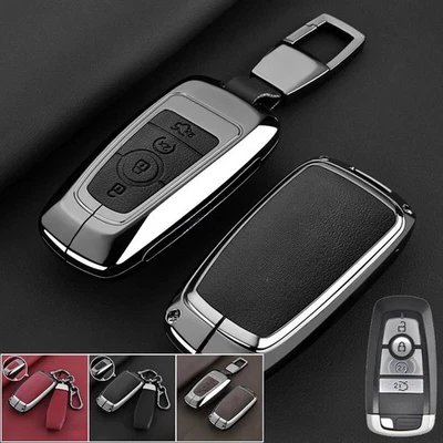 Zinc Alloy Leather Car Key Case Cover For Ford Explorer Mondeo F250 Mustang Edge - Image 1 of 2