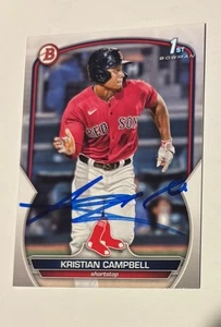 Kristian Campbell Red Sox Baseball Autographed Signed 2023 1st Bowman Card - Picture 1 of 4