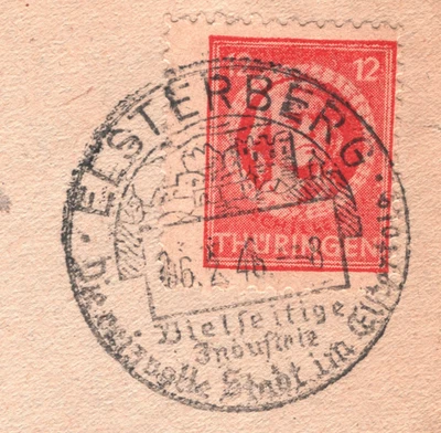 GERMANY Allied Occ THURINGIA Elsterberg 12pf SCHILLER Cover 1946 RED CROSS YQ243 - Image 1 of 4