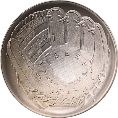 2014-P Baseball Hall of Fame Silver $1 Commemorative ANACS MS70 1st Day - Image 1 of 4