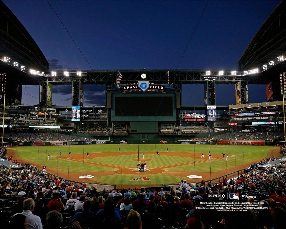 Chase Field Arizona Diamondbacks Unsigned Night Time General View Photograph - Image 1 of 1