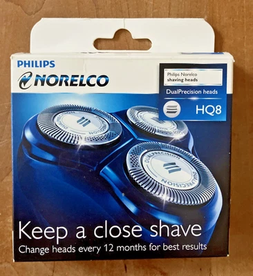 Genuine Philips Norelco HQ8 Dual Precision Replacement Shaver 3 Heads NEW - Image 1 of 2