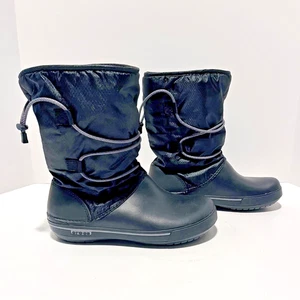 Crocs Crocband Boots Women Cinch Snow Rain Waterproof 201383 Sz 8 Black - Picture 1 of 11