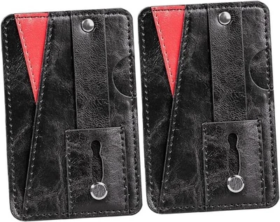 Portatarjetas adhesivas billetera de bolsillo de cuero para teléfono móvil 2 piezas para parte posterior del teléfono M Foto 1 de 4