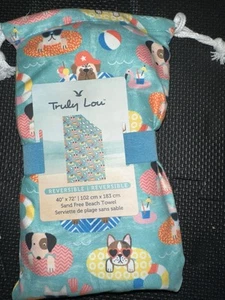 New Truly Lou Dogs (reversible) Beach Towel and sand free beach towel 40" x 72" - Picture 1 of 2