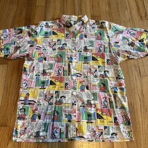 Vintage Wrangler Novelty Print Button Up Shirt Comic Bookcore Funky Medium - Picture 1 of 9