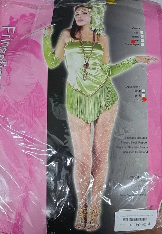 RG Costumes Fringetime Satin 8-10 SILVER - Image 1 of 2