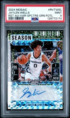 Jaylen Wells RC Auto 2024-25 Mosaic RVT-WEL Spectris Green FOTL PSA 9 MINT SSP - Image 1 of 3