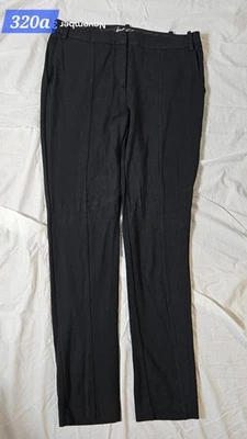 Pantalones Lord & Taylor 424 Fifth tiro medio elásticos frente plano negros para mujer talla 10 Foto 1 de 4