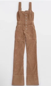 Aerie Kick Flare Jumpsuit Overall dicker Cord weites Bein camel hellbraun | XL - Bild 1 von 11