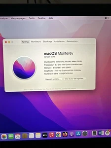 Apple MacBook Pro Retina 13 A1502 2015 I5 2.7ghz 256Go 8go RAM IRIS6100 Monterey - Photo 1/8