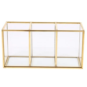 Nordic Gold Grid Glas Flip Aufbewahrungsbox Luxus Modern Kosmetik Aufbewahr5067 - Bild 1 von 9