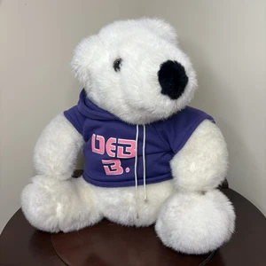 VTG 1986 D.E.B. Clothing Store White Plush Bear by Commonwealth Purple Hoodie - Picture 1 of 11