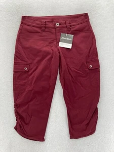 Eddie Bauer Travex Pants Women's 2P Horizon Capri Red Stretch Nylon Hiking NWT - Picture 1 of 13