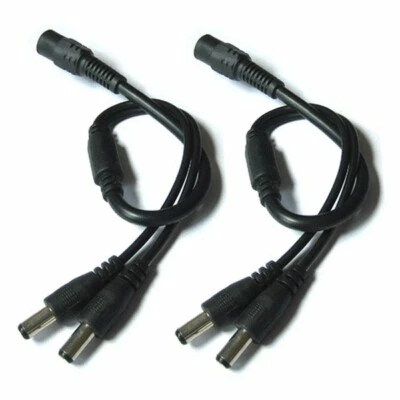 2pcs DC 1 to 2 Power Splitter Cable 1 Female to 2 male cord for CCTV Camera - Image 1 of 4