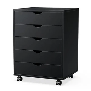 5 Drawer Chest Office File Cabinets Wooden Storage Cabinet Dressers with Wheels - Picture 1 of 7