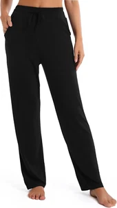 Women'S Straight Leg Long Pants Elastic High Waist Drawstring Casual Trousers wi - Picture 1 of 6