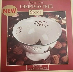 Spode Christmas Tree Pierced Footed Compote Bowl NIB New - Picture 1 of 9