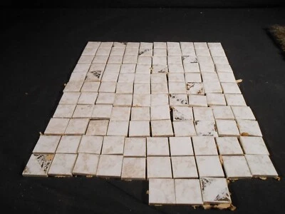 113 Vintage 60s white and gold 1x1 tiles. Japan - Image 1 of 4
