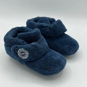 UGG Baby Unisex Blue Bixbee Terry Cloth Bootie Shoes Sz US 4/5 12-18 Months EUC - Picture 1 of 10
