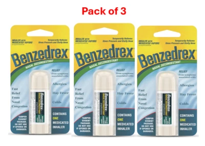 Inhalador descongestionante nasal Benzedrex (paquete de 3) Foto 1 de 4