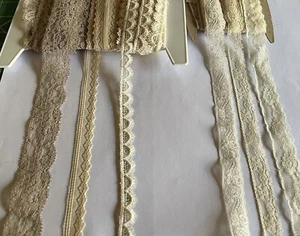 Vintage Flat Delicate Lace Variations of Taupe, Beige, Cream sold by the yard - Picture 1 of 24