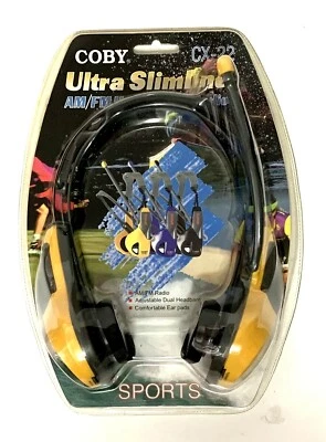 Coby Sports CX-22 Ultra Slimline Retro AM/FM Headphone Radio Yellow - Image 1 of 4