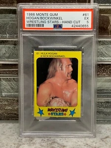 1986 Monte Gum #61 HULK HOGAN & Bockwinkel Wrestling Stars Hand Cut PSA 5 - Picture 1 of 2