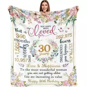 30th Birthday Gifts for Her Gift Ideas for Birthdays, Soft Throw Blanket 50"X60" - Picture 1 of 7