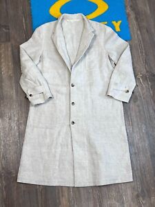 Forme D Expression 3'3204322896 Linen/Cotton Beige Abstract Trench Coat Size XS
