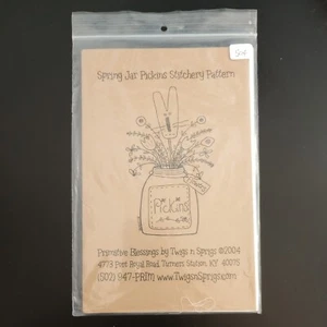 Tarro de Primavera Pickins Costura Artesanal Patrón Ramitas y Ramitas Bendiciones Primitivas - Imagen 1 de 6