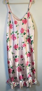 Pink Kmart Floral Nightgown Size 1X Long Sleeve Ruffles Silky Feel Sleeveless - Picture 1 of 7