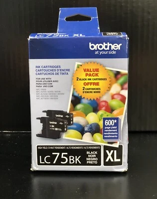 Brother LC75BK Original Ink Cartridge - Black 2 Pack Inside New In Open Box - Image 1 of 2