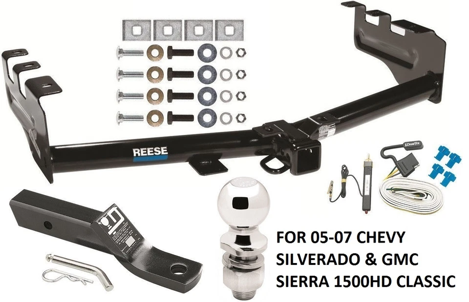 05-07 CHEVY SILVERADO GMC SIERRA 1500HD CLASSIC TRAILER HITCH PKG W/ WIRING KIT - Image 1 of 1