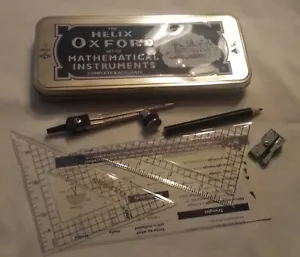 Helix Oxford Set Of Mathematical Instruments Complete/Collectible Tin Container - Picture 1 of 12
