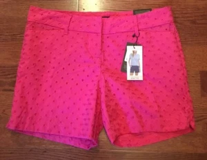 NWT Women's THE LIMITED Tailored Hot Pink Eyelet Flat Front Shorts Sz 6 New - Picture 1 of 6