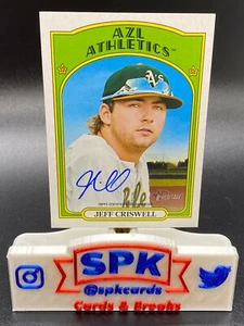 Topps Heritage Minor League 2021 Jeff Criswell Real One automático AZL Athletics - Imagen 1 de 1