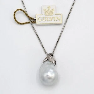 Collana G U L V I N in oro bianco 18 kt perla Tahiti e diamanti - Foto 1 di 11