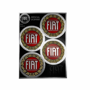 Adesivo Copriruota per Fiat Rosso Vintage Ufficiale 4 Loghi da 48 mm, 95x130 mm - Imagen 1 de 4