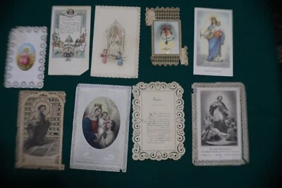 LOT OF 9 Antique French  Victorian Paper Lace HOLY Cards Religious Bouasse-Lebel - Image 1 of 4