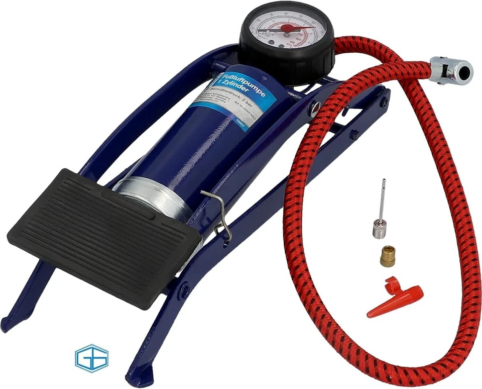 Cartrend 4 bar Doppelzylinder Fußluftpumpe - Blau (10942)