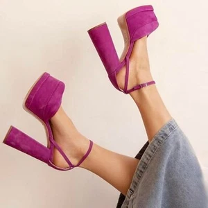 NEW Schutz Luan Suede Platform Pump in Bright Violet 8.5 - Picture 1 of 8