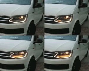 Scheinwerfer für VW T6 15-19 Led Tagfahrlicht Multivan Transporter schwarz glanz - Bild 1 von 8