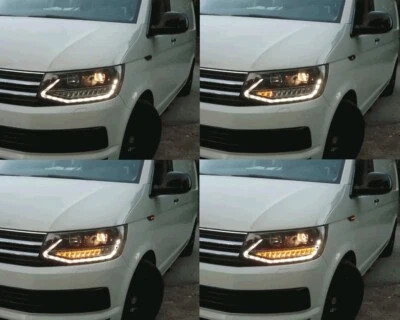 Scheinwerfer für VW T6 15-19 Led Tagfahrlicht Multivan Transporter schwarz glanz - Bild 1 von 4