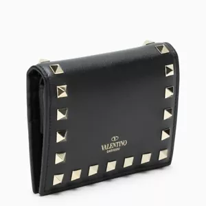 NWT NEW Valentino Garavani Rockstud black Leather wallet - Picture 1 of 5