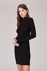 NWT REVOLVE LNA Black Stacey Stretch Ribbed Long Sleeve High Neck Short Dress XS