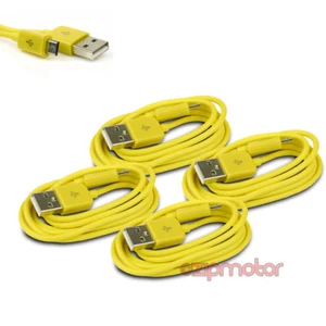 4X 3FT MICRO USB DATA SYNC CHARGER CABLE YELLOW DROID HTC EVO ONE NEXUS 7 KINDLE - Picture 1 of 1