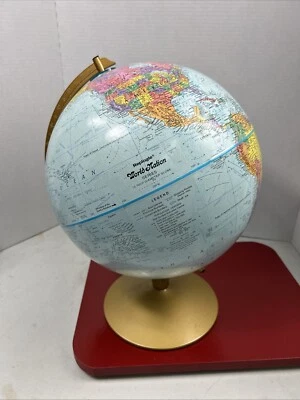 Globo terráqueo de textura de 12" de diámetro Replogle World Nation Series con soporte de metal dorado Foto 1 de 4
